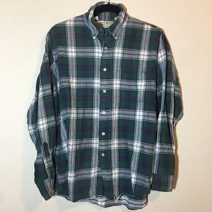 Vintage LL Bean greens plaid button up shirt eef